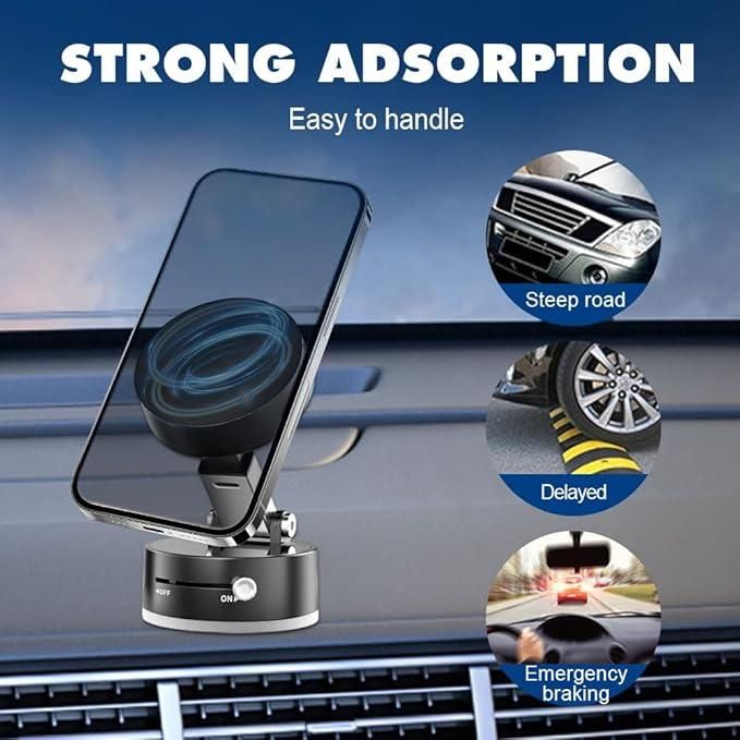 Vacuum Magnetic Suction Phone Holder – Foldable & 360° Rotatable
