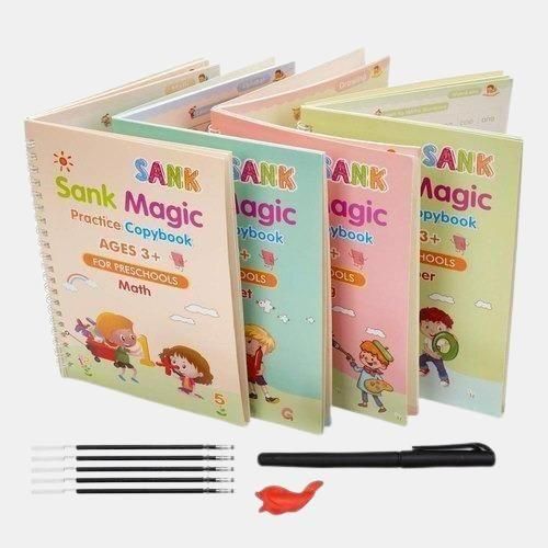 Sank Magic Practice Copybook Set – 4 Books, 1 Pen, 1 Grip & 10 Refills