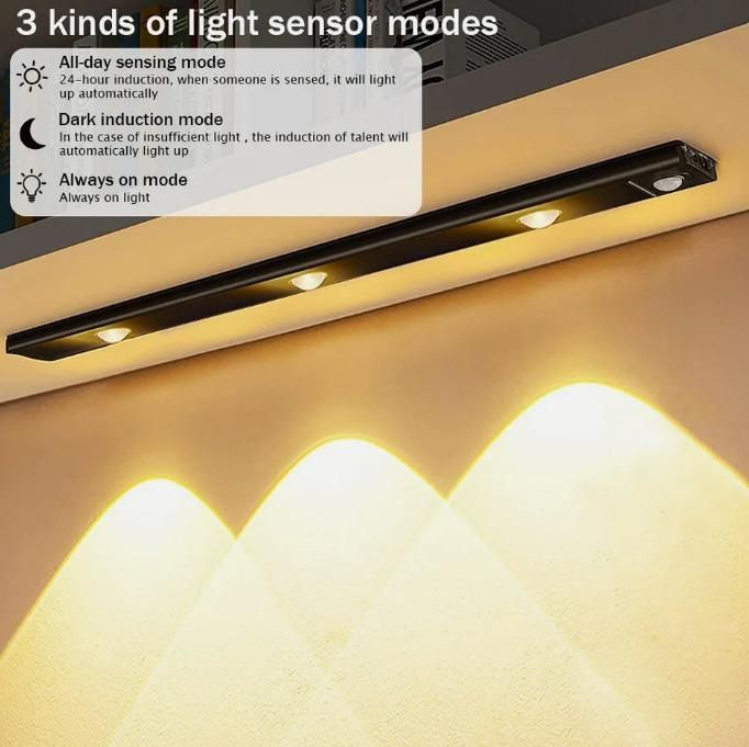 LED PIR Motion Sensor Cabinet Light – USB Rechargeable, Warm & Neutral White