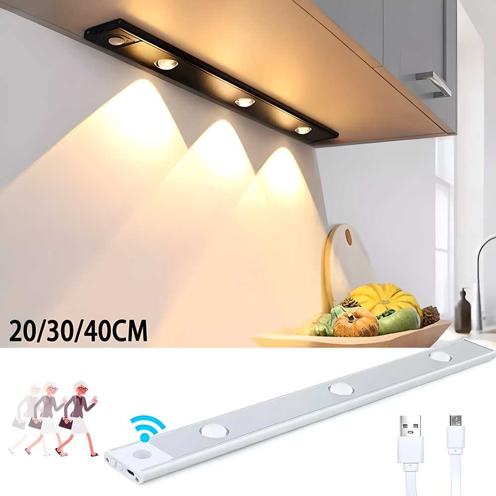 LED PIR Motion Sensor Cabinet Light – USB Rechargeable, Warm & Neutral White